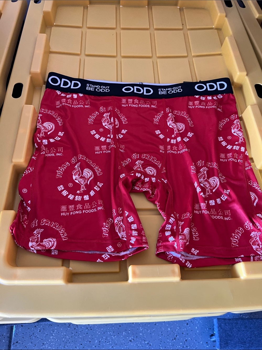 ODD SOX Men’s Red Boxer Briefs with Sriracha Graphic